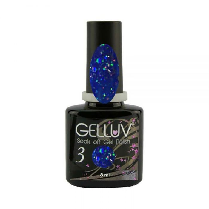 Gelluv Vernis à ongles Winter Rose Collection UV LED Soak Off Gel 8 ml – Bleu pailleté
