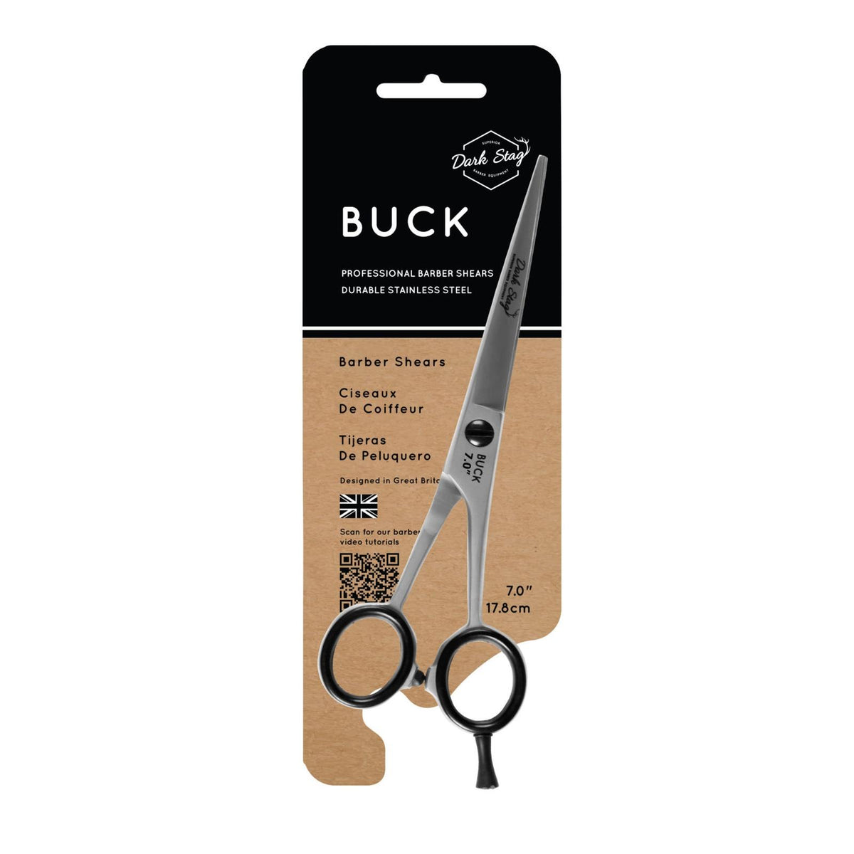 Dark Stag Buck Student Barber Scissors Offset Handle, Convex Edge & Tension