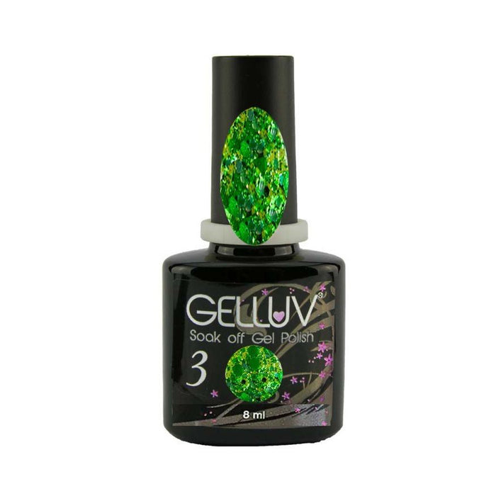 Vernis à ongles gel Gelluv Soak Off All that Glitters Range - Emerald Bow