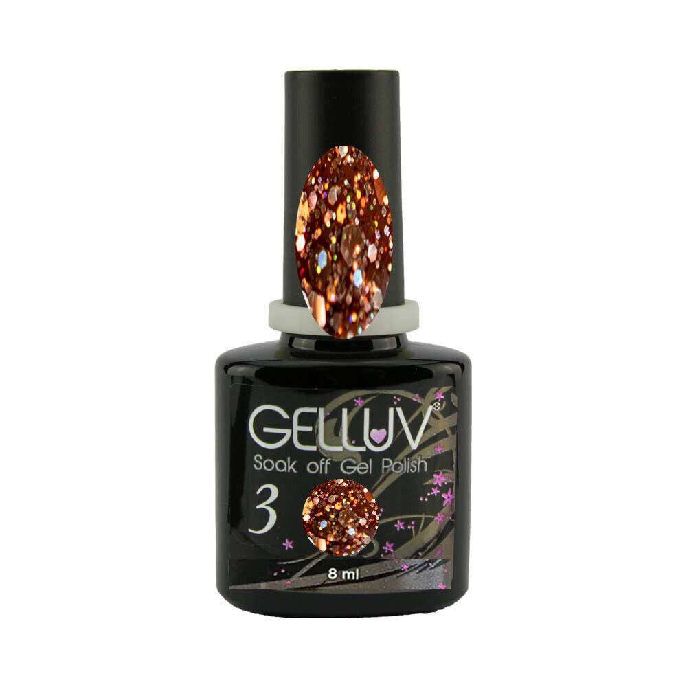 Gelluv Soak Off Gel Nail Polish All that Glitters Range - Chestnut