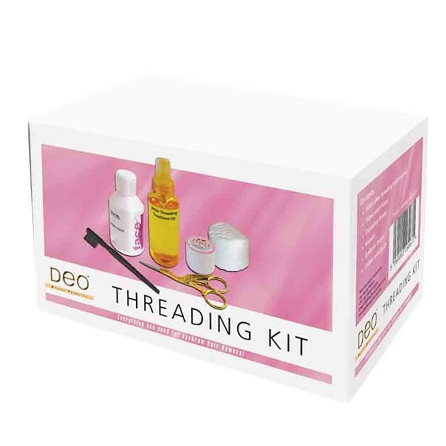 Deo Threading Kit with Treatment Oil / Pads & Scissors - 100% Natural