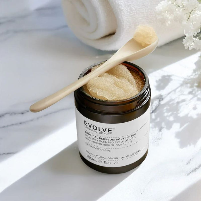 Evolve Beauty Tropical Blossom Body Polish Smooth & Nourish Skin Naturally 180ml