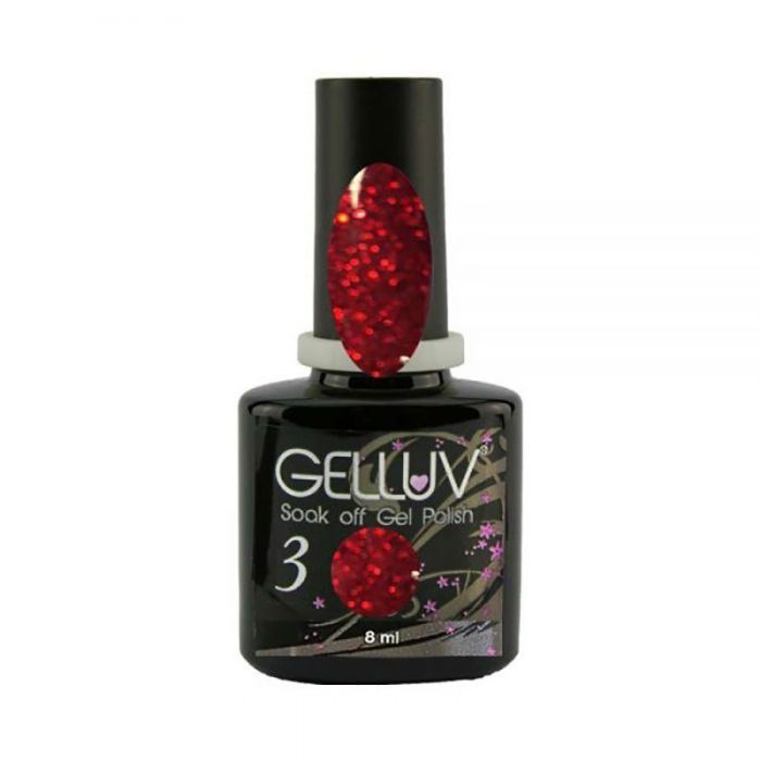 Gelluv Nail Polish Winter Rose Collection UV LED Soak Off Gel 8ml  - Glitter Red
