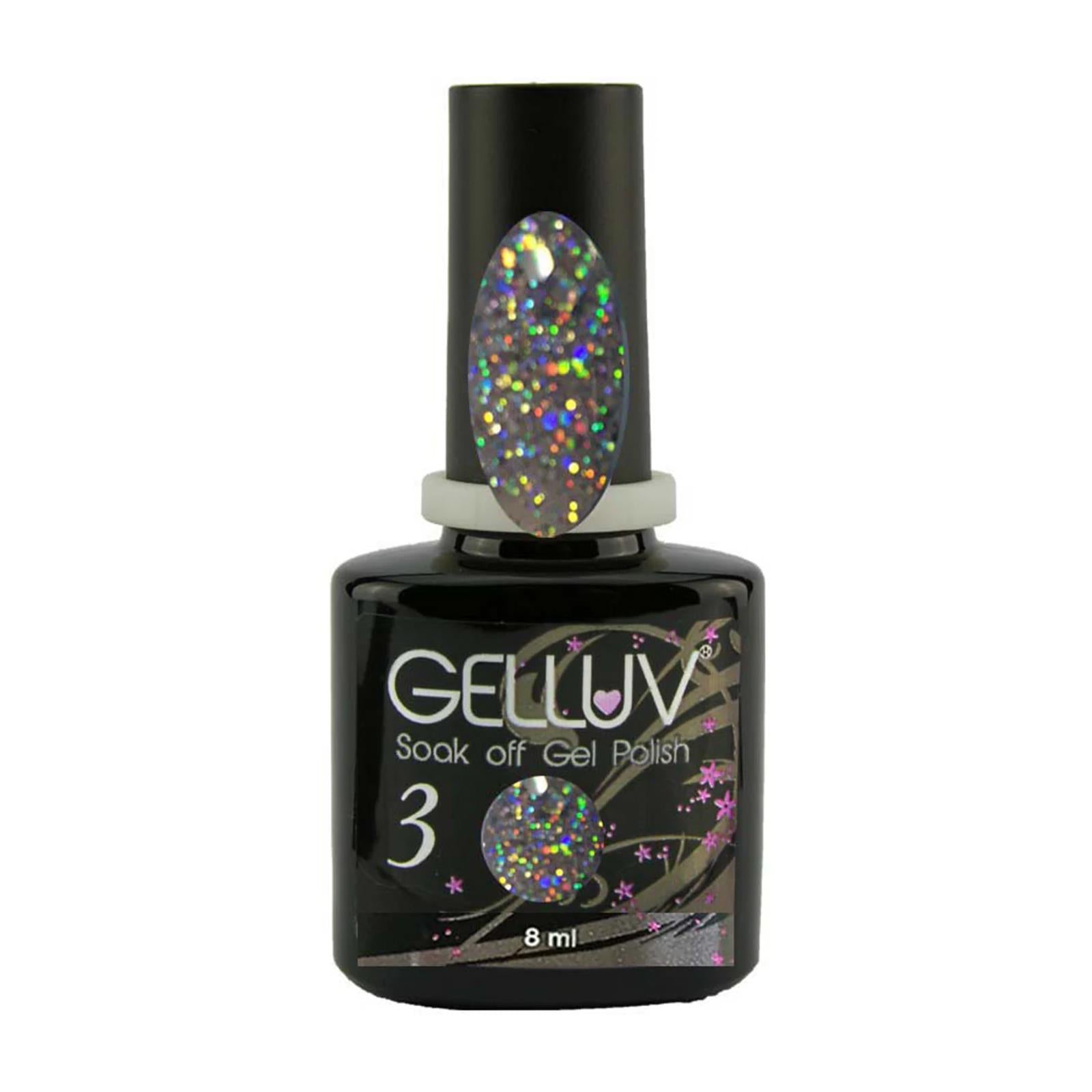 Gelluv Nail Polish Winter Rose Collection UV LED Soak Off Gel 8ml Grey Glitter