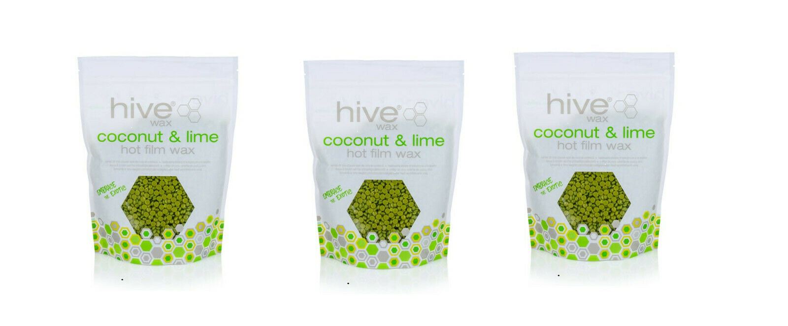 Hive Of Beauty Hot Film Wax Pellets - Coconut & Lime 700g x 3
