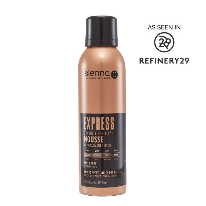 Sienna X Express Q10 Tinted Self Tan Mousse Absorbs Instantly