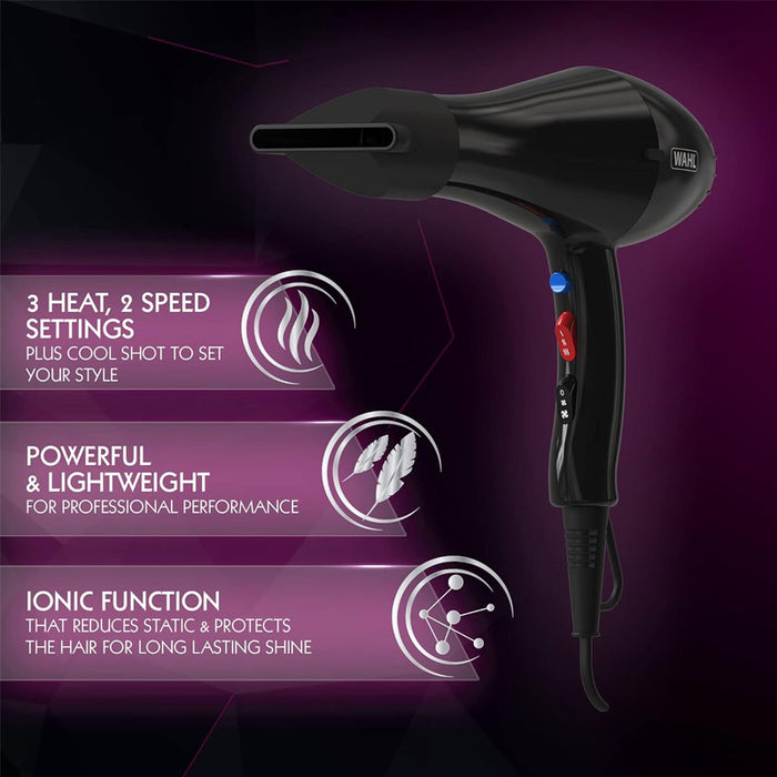 Wahl – sèche-cheveux de Style ionique pour femmes, souffleur professionnel en Tourmaline pour Salon de maison, 2000W