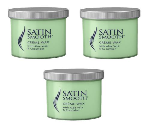 Satin Smooth Green Creme Wax Lotion Aloe Vera & Cucumber 425g x 3