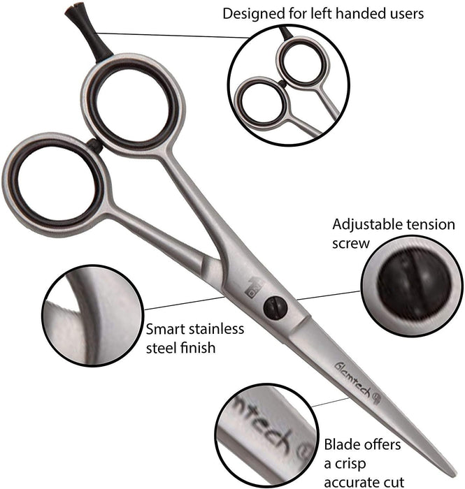 Glamtech One Ergo Barber Hairdressing Lefty Scissors in Stainless Steel - 5 inch