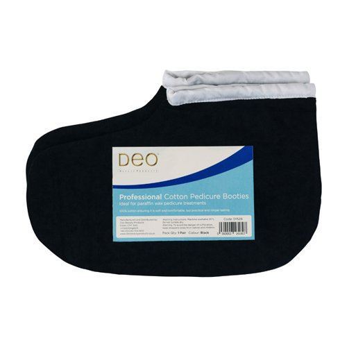 Deo Pedicure Booties 100% Cotton Paraffin Wax Treatments - Black