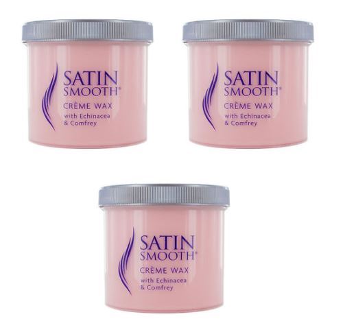 Satin Smooth Pink Soft Wax Lotion With Echinacea & Comfrey 425g Pot x 3