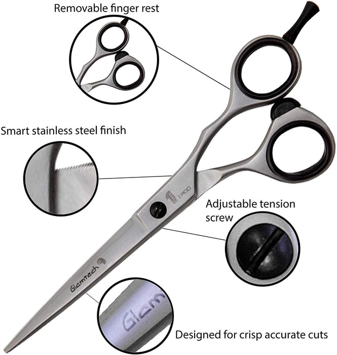 Ciseaux de coiffure Glamtech One Ergo Barber en acier inoxydable - 5 pouces