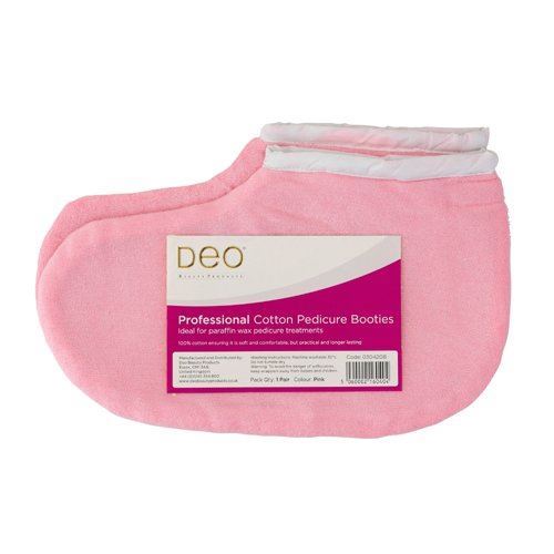 Deo Pedicure Booties 100% Cotton Paraffin Wax Treatments - Pink