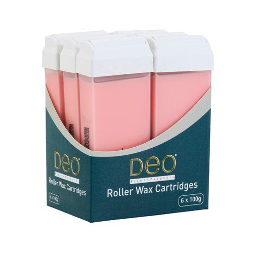 Deo Pink Roller Wax Cartridge 100ml Lotions Roll On Waxing - 6 Pack
