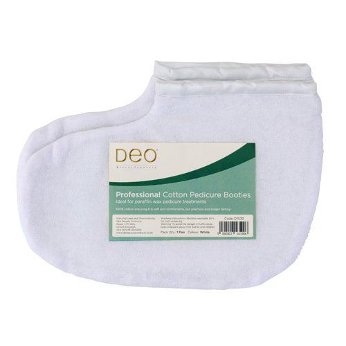 Deo Pedicure Booties 100% Cotton Paraffin Wax Treatments - White