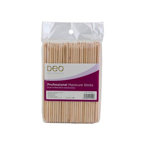 DEO Manicure Cuticle Sticks Double Ended Birch Wood - 6" - Pack of 100