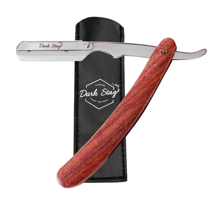 Dark Stag Barber Straight Razor Shavette Wooden Handle - Replaceable Blade
